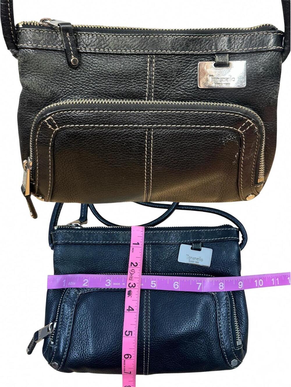 Tignanello Vintage Black Leather Crossbody Bag Y2K Mini Shoulder Purse - Picture 7 of 8